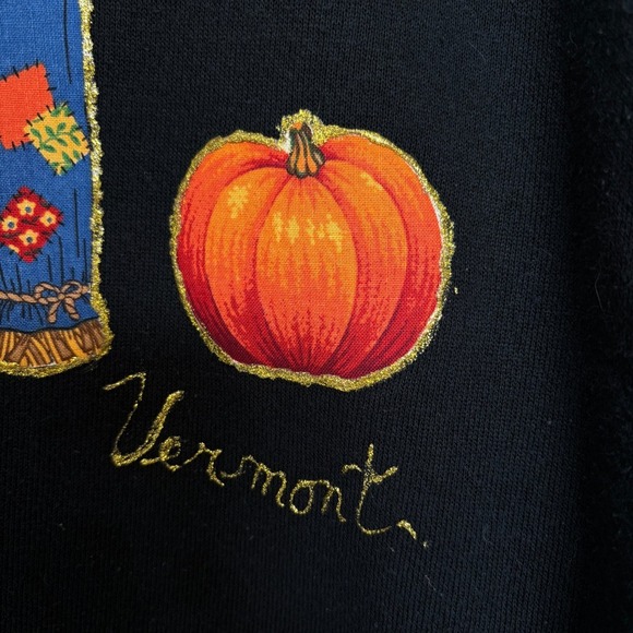 Vintage Halloween Sweatshirt Women's XL Pumpkin Scarecrow Puff Paint Teacher - Picture 6 of 14